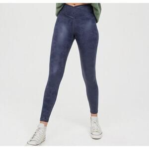 Aerie Offline The Hugger Crossover Leggings High Waisted Crackle Blue Size Small